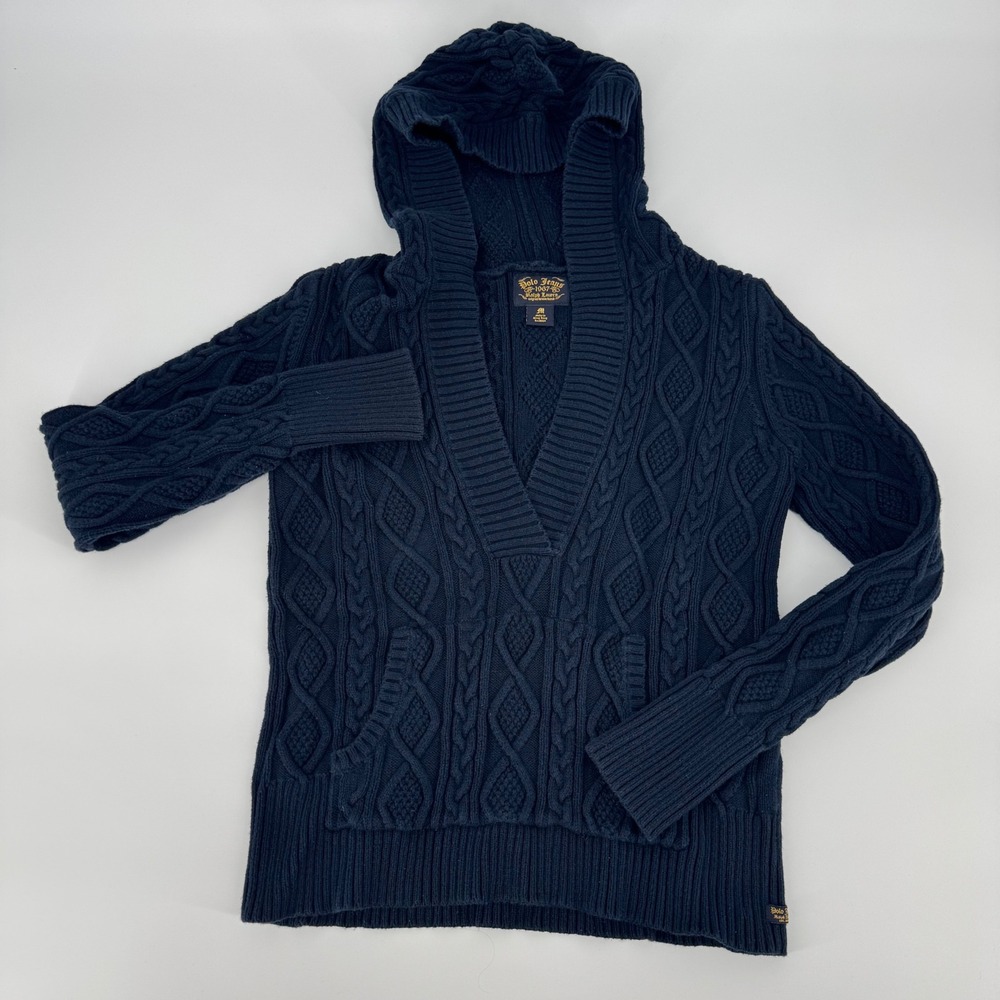 Polo Jeans Co Ralph Lauren‎ Navy Cable Knit Hooded Sweater Women's M Hong Kong